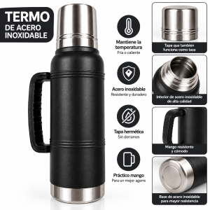 Termo Acero Inoxidable 1L Negro