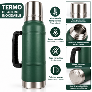 Termo Acero Inoxidable 1L Verde